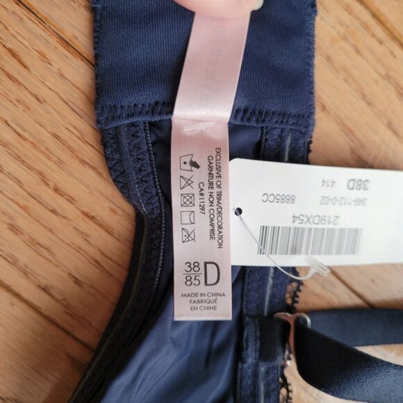 NWT La Vie En Rose Push-Up Strapless Demi Bra Navy Blue Size 38D - Picture 12 of 14